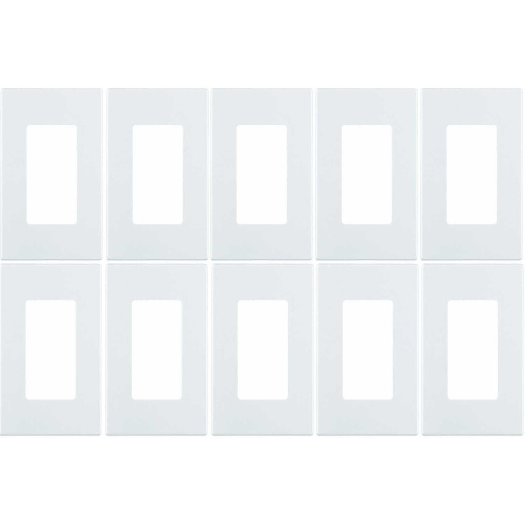 Leviton 80301-SW 1-Gang Decora Plus Wallplate Screwless Snap-On Mount 10 Pack…
