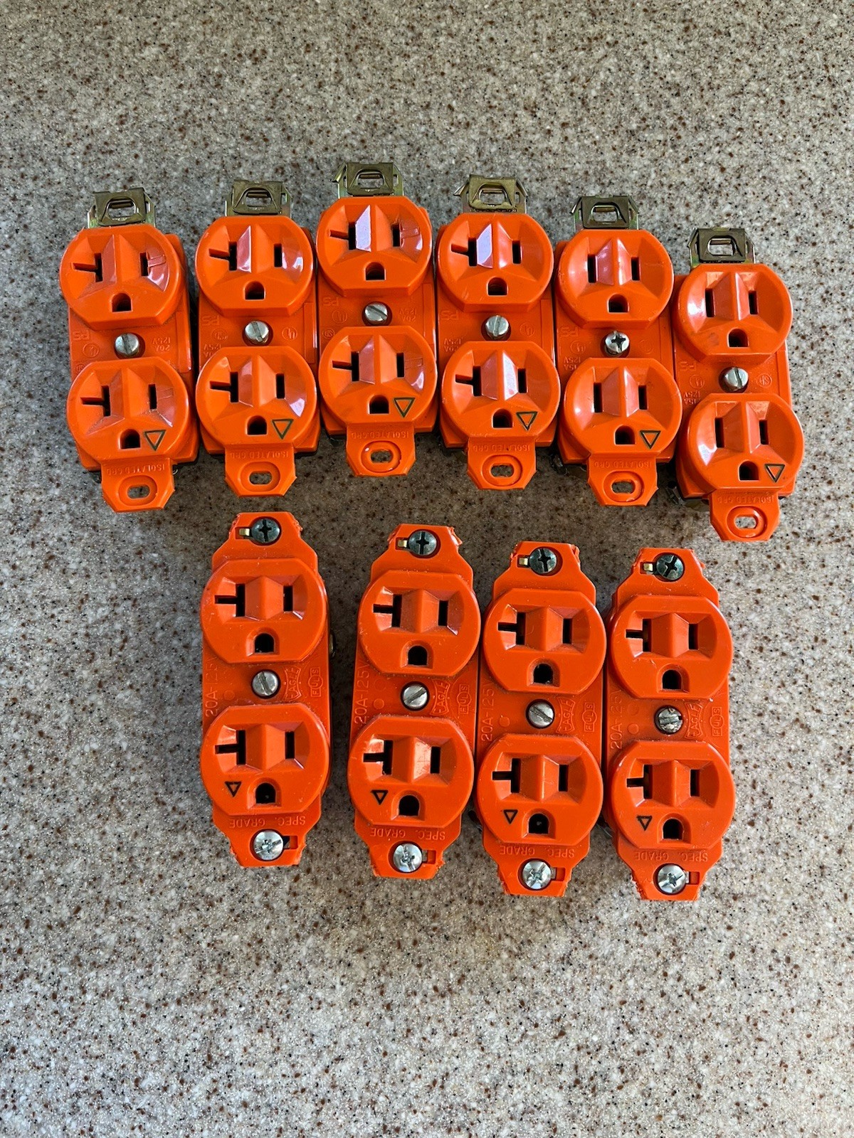 Lot (10) Eagle & PS 20a Duplex ELECTRIC Two Gang Receptacle Outlets Orange