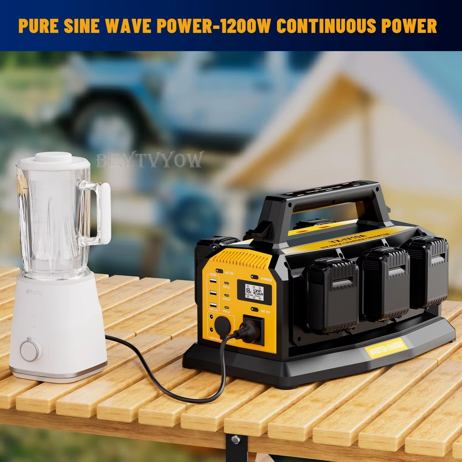 1000W Power Inverter 6A Battery Charger Compatible with Dewalt 20V Li-ion Batter