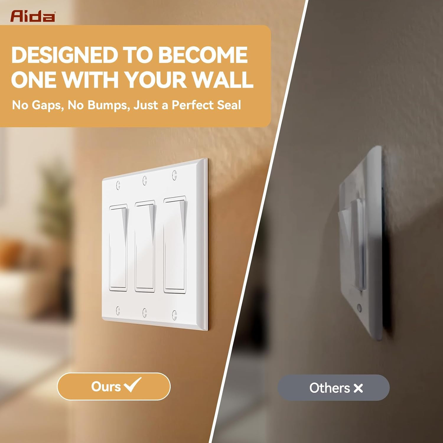 3-Gang Standard Light Switch Cover Plate, Glossy White Decorator Wall