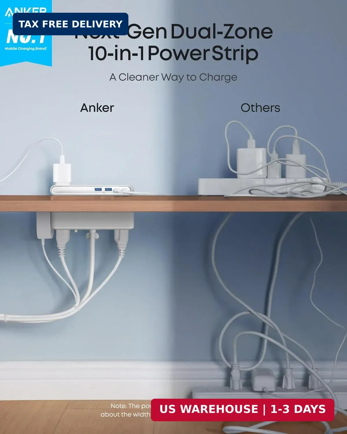 Anker Nano Power Strip, Desk Clamp with 1500J Surge Protector, 5ft Extension Cor