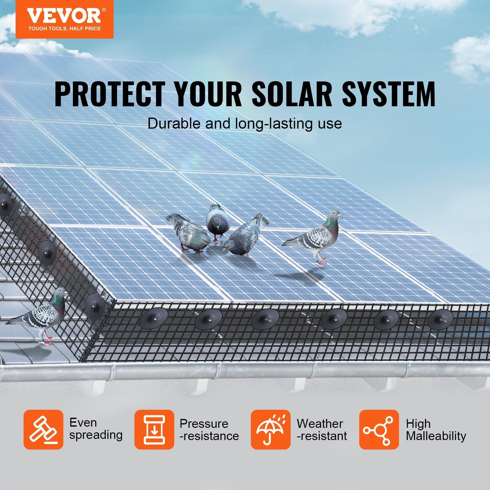 8x100ft 1/2in PVC-coated solar guard roll with 100 stainless fasteners