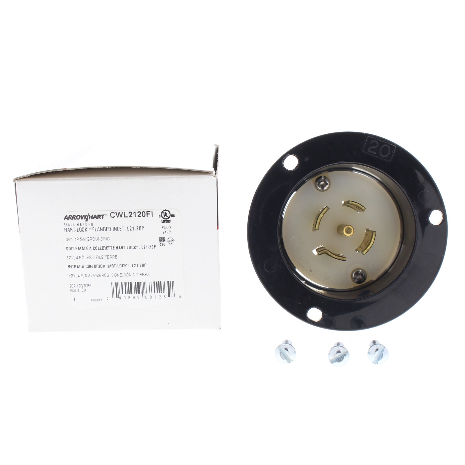 Arrow Hart Industrial Locking Flanged Inlet 20A 120/208V 3�Y CWL2120FI