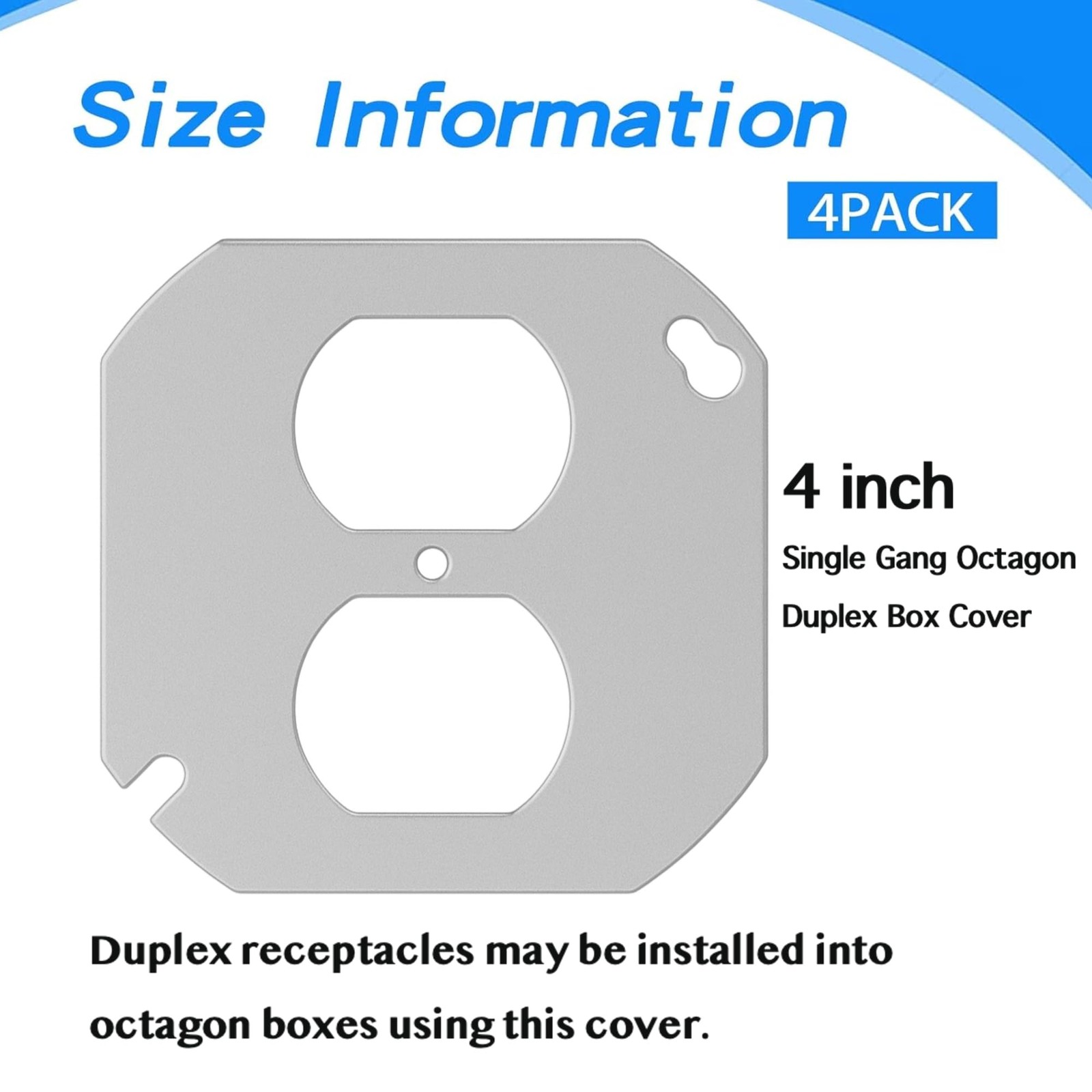 4 Pack 4-Inch Round Electrical Box Cover, Octagon Junction Cover silver