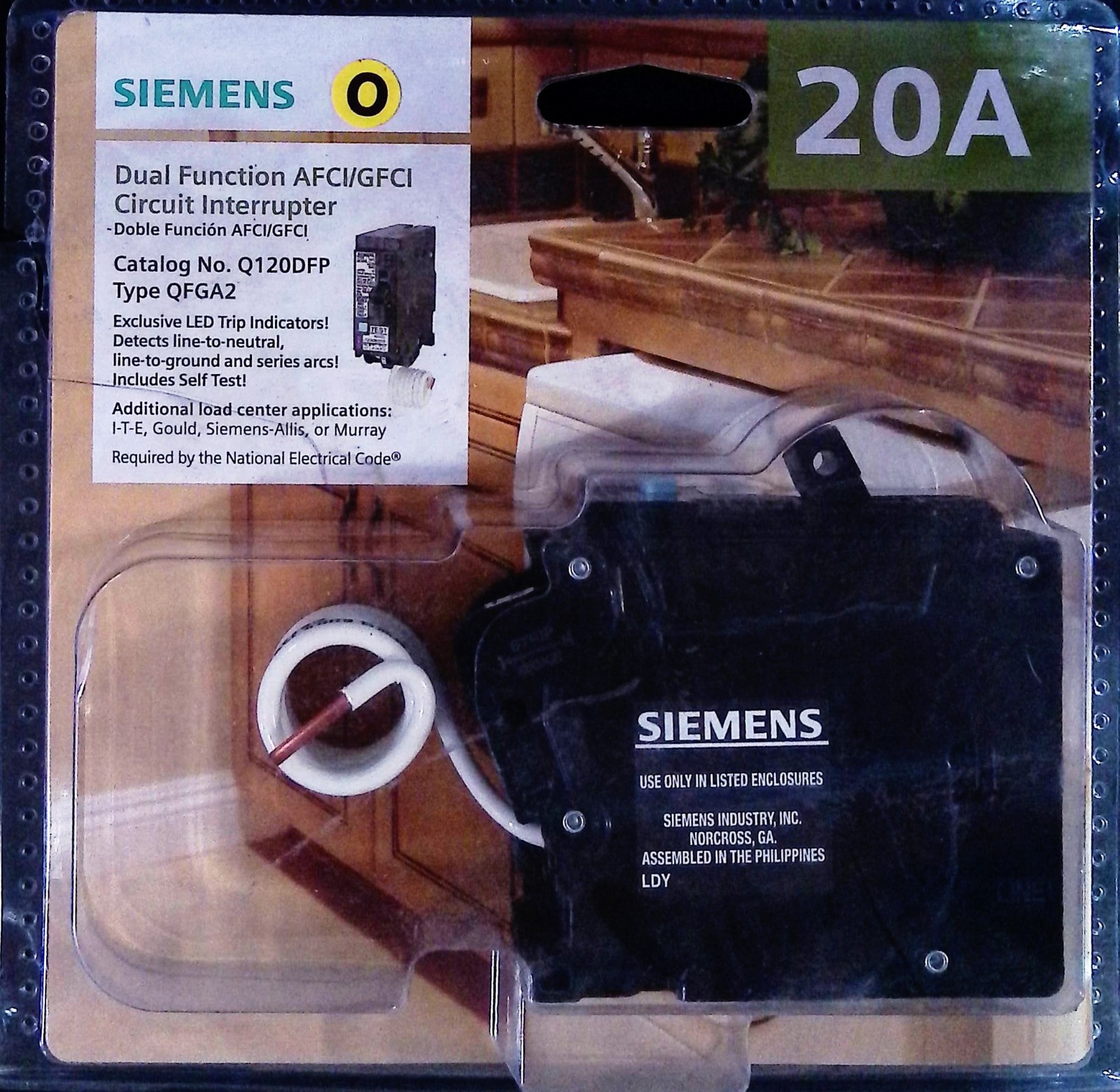 Siemens 20 Amp AFCI/GFCI Dual Function Circuit Breaker Q120DFP 20A QFGA2 NEW