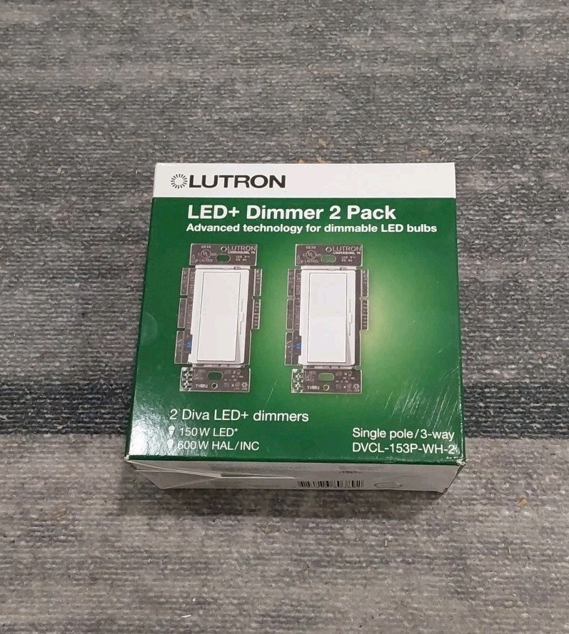 Lutron DVCL-153P-WH-2 LED+ Diva Dimmer 2 Pack Single Pole 3-Way White NEW F2