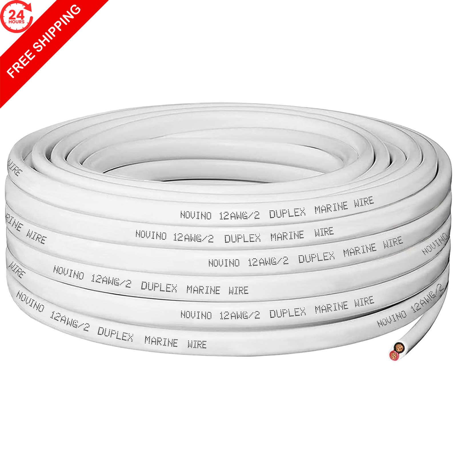 12 Gauge Marine Wire,12 AWG Duplex Grade Wire,30ft 12/2 30 ft, white