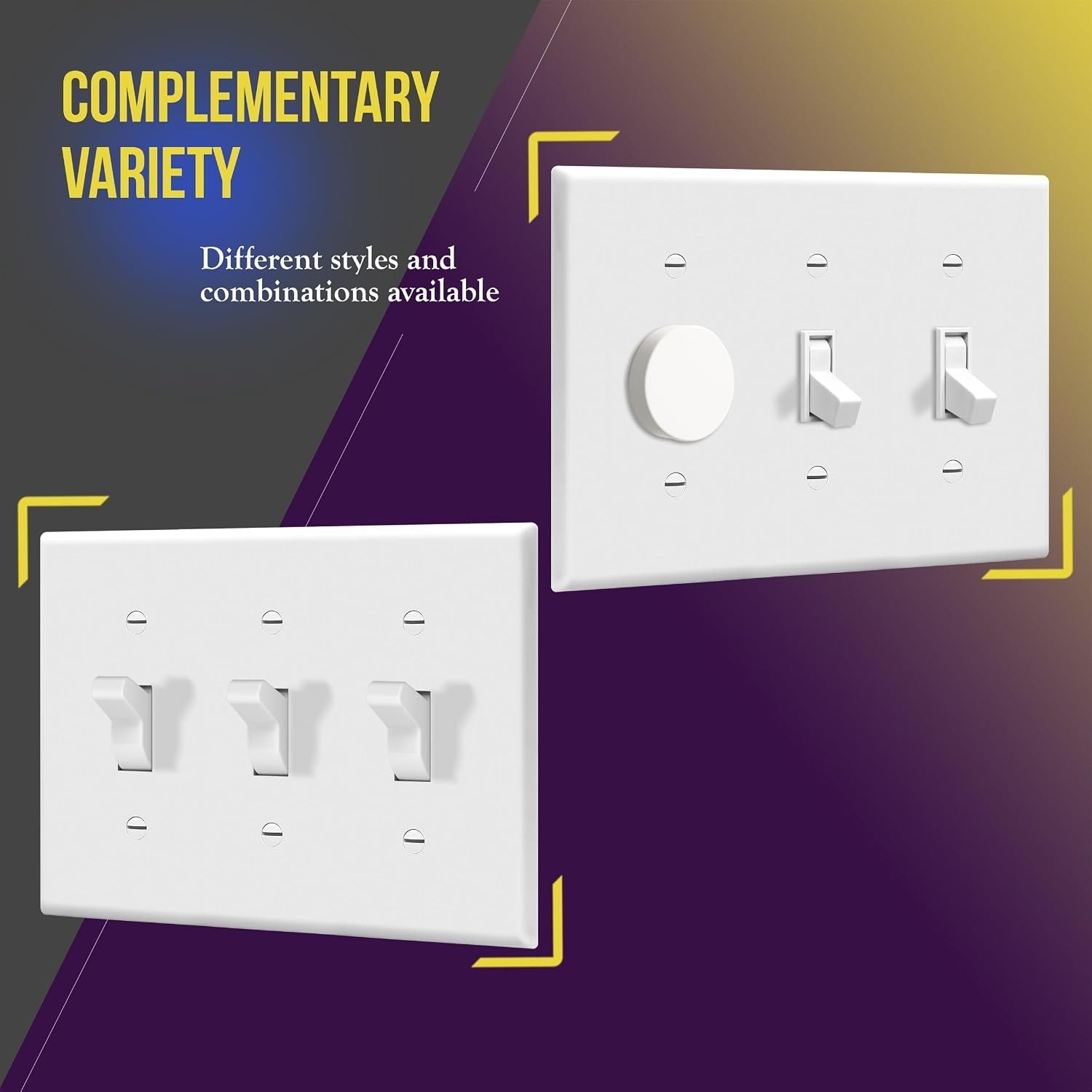 Triple Light Switch Wall Plate, Gloss Finish, Standard Size 3-Gang 4.50″ x
