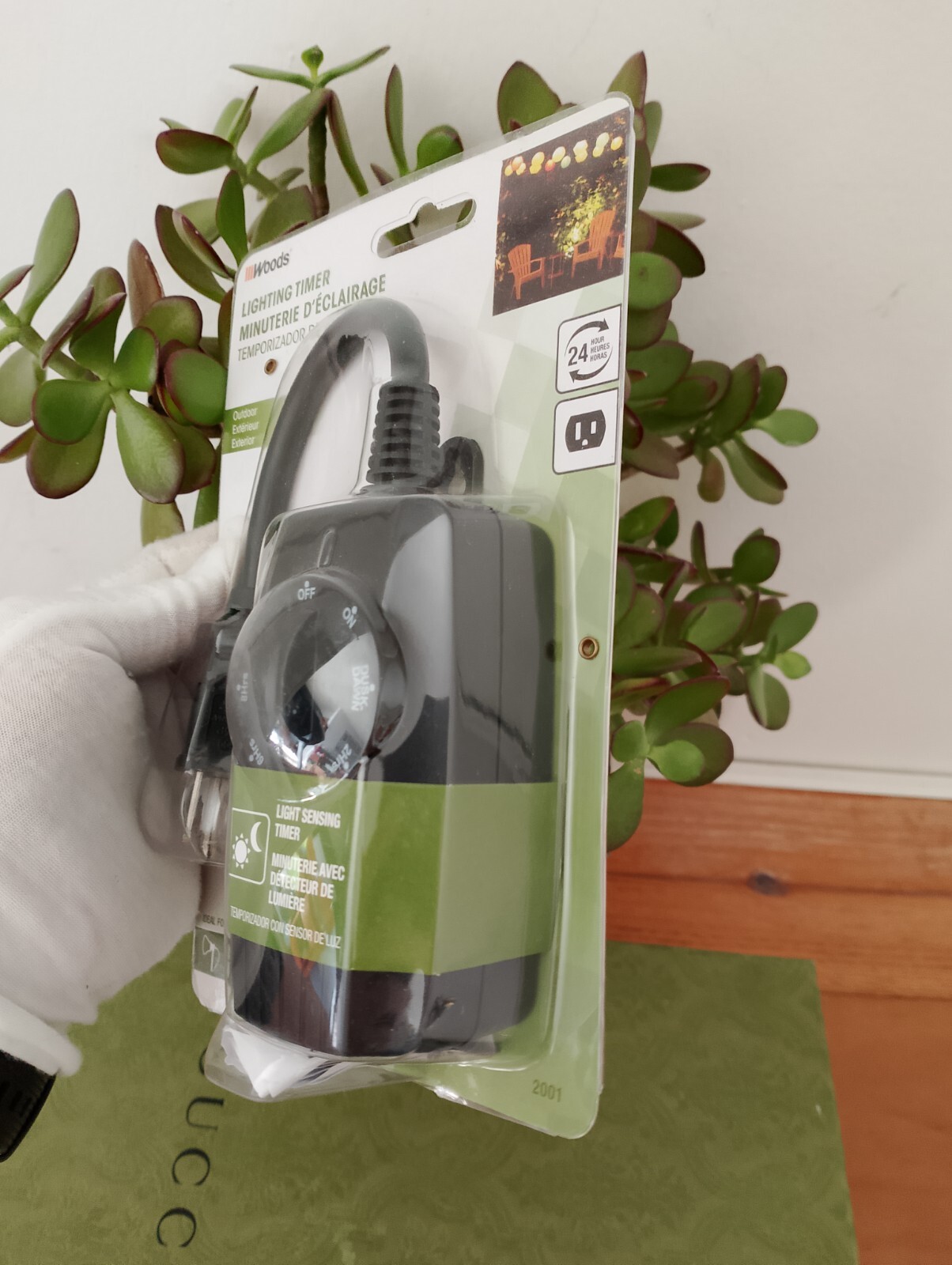 Woods Outdoor Lighting Timer Light Sensing Timer 24 Hours 6 Inch Cord New
