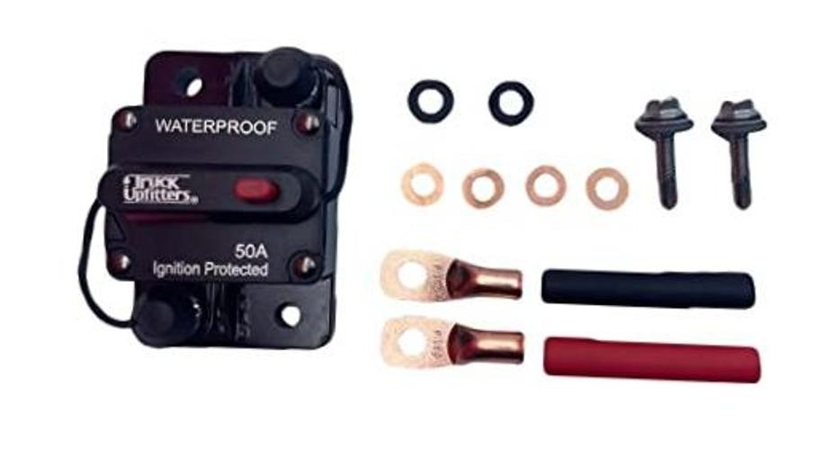 Surface Mounted 50A Circuit Breaker (12V-48V, 50 Amp). for DC Automotive and