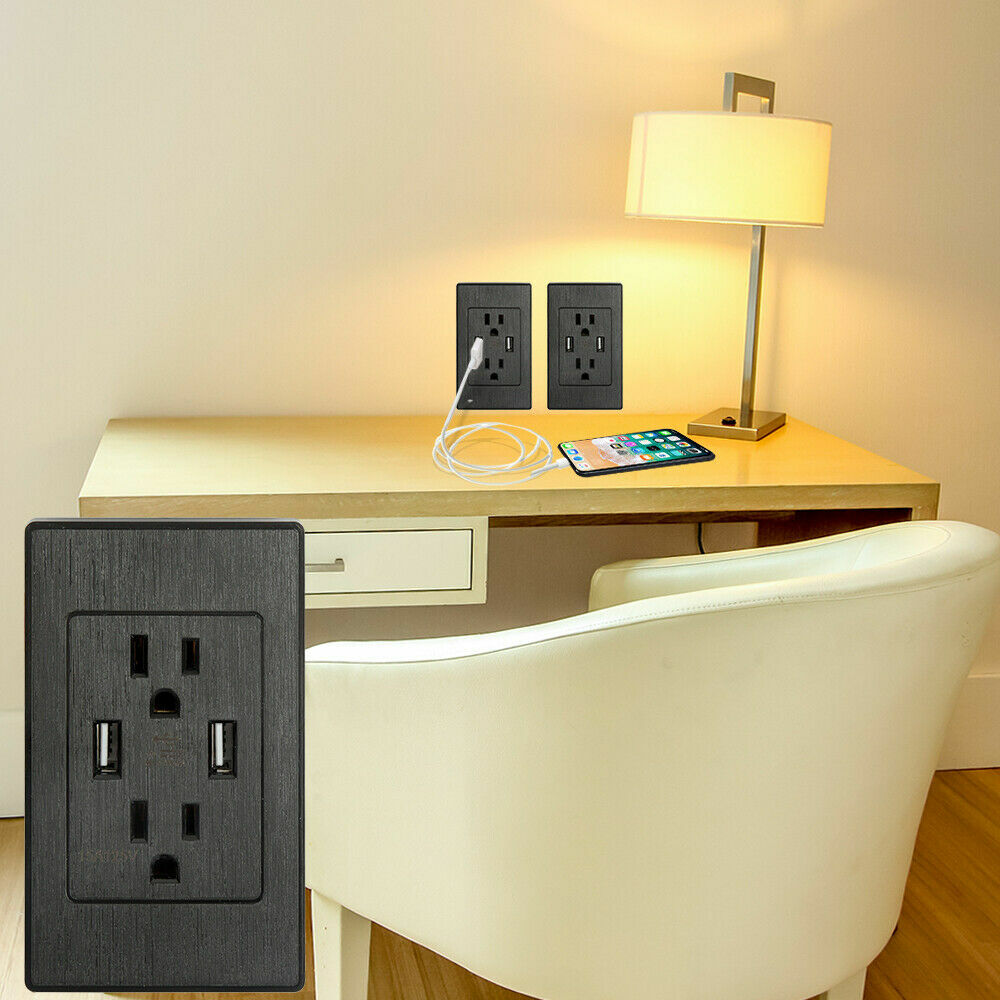 Lot Dual USB Wall Charger Port Socket US Plug Electrical Outlet Panel 2.1A 110V