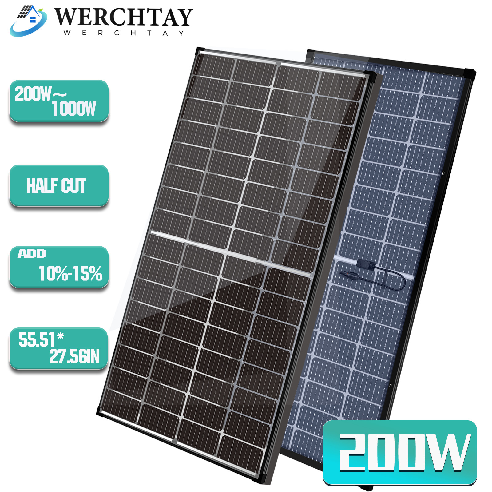 100W 200W 300W 400W Watt 12V Monocrystalline Solar Panel Home RV Charger OffGrid