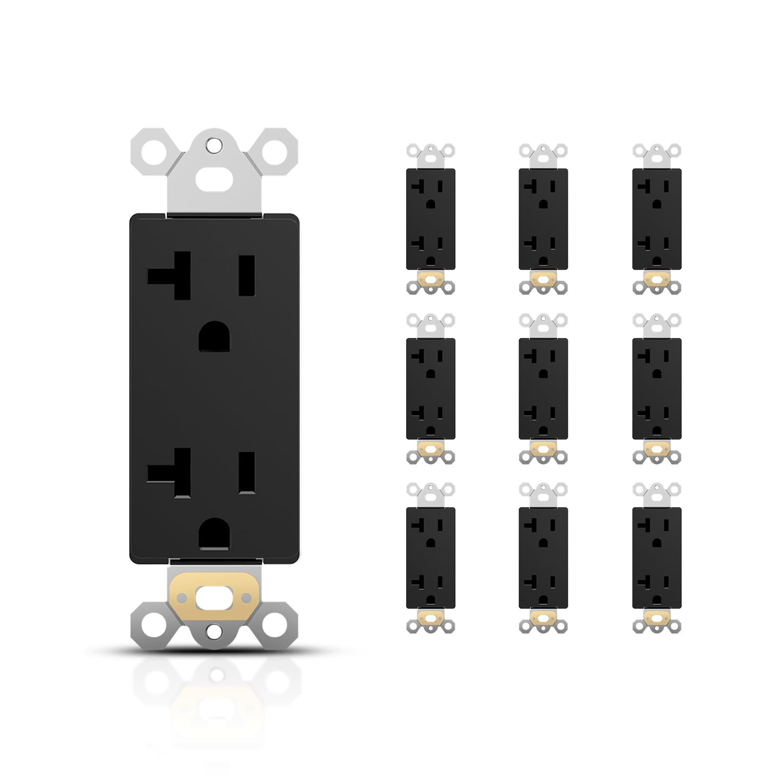 20 Amp Decorator Wall Receptacle Outlet NonTR Electrical Outlets Black 10 Pack