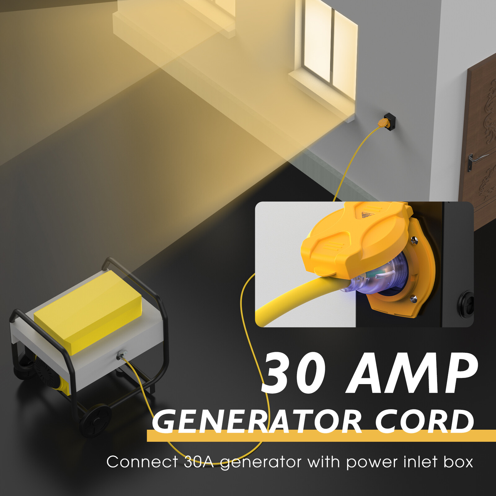 L14-30P /L14-30R 30A 125/250V 7500W Generator Power Extension Cord/Adapter 15ft