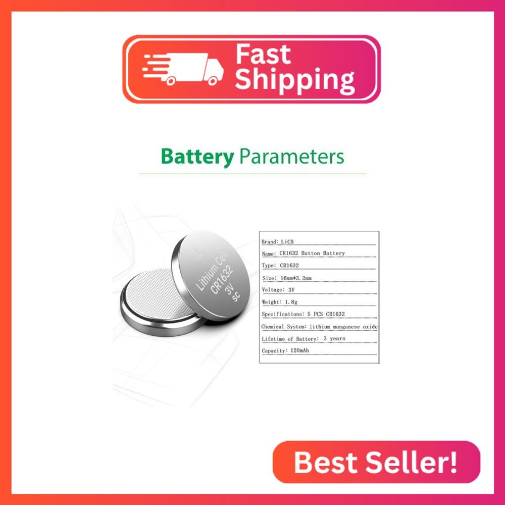 LiCB 5 Pack CR1632 Battery, Long-Lasting & High Capacity CR 1632 Lithium Batteri