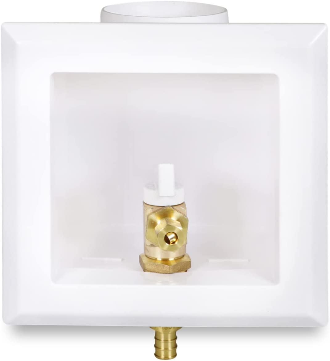 Icemaker Outlet Box with Mount Valves 1/2”in PEX A White ABS (Single) Expansion