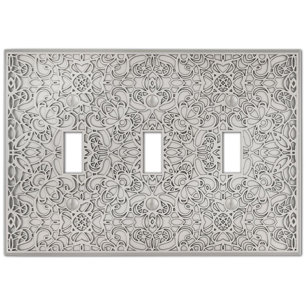 Momfort Ornate Scroll Satin Nickel Switchplate Outlet Cover Wall Plates