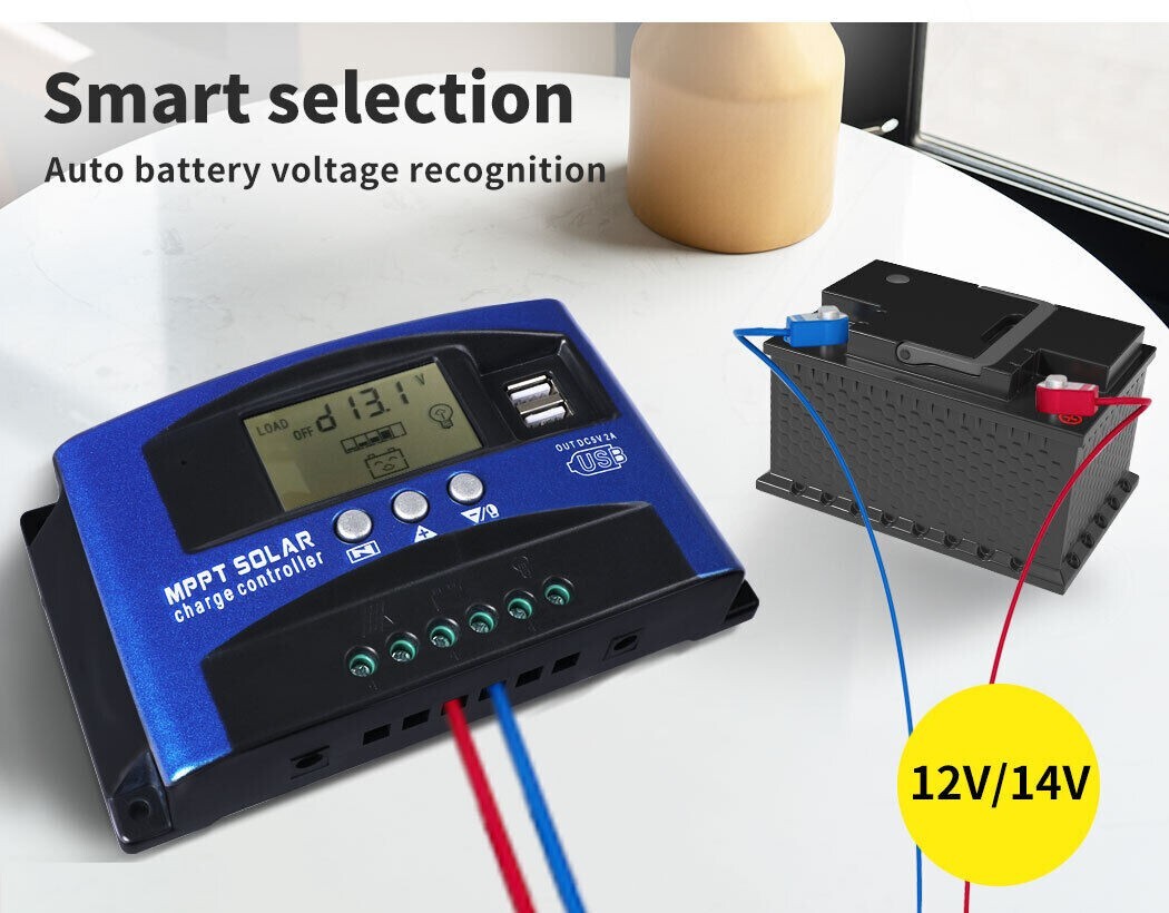 100A MPPT Solar Charge Controller for 12V 24V with Dual USB Output Option