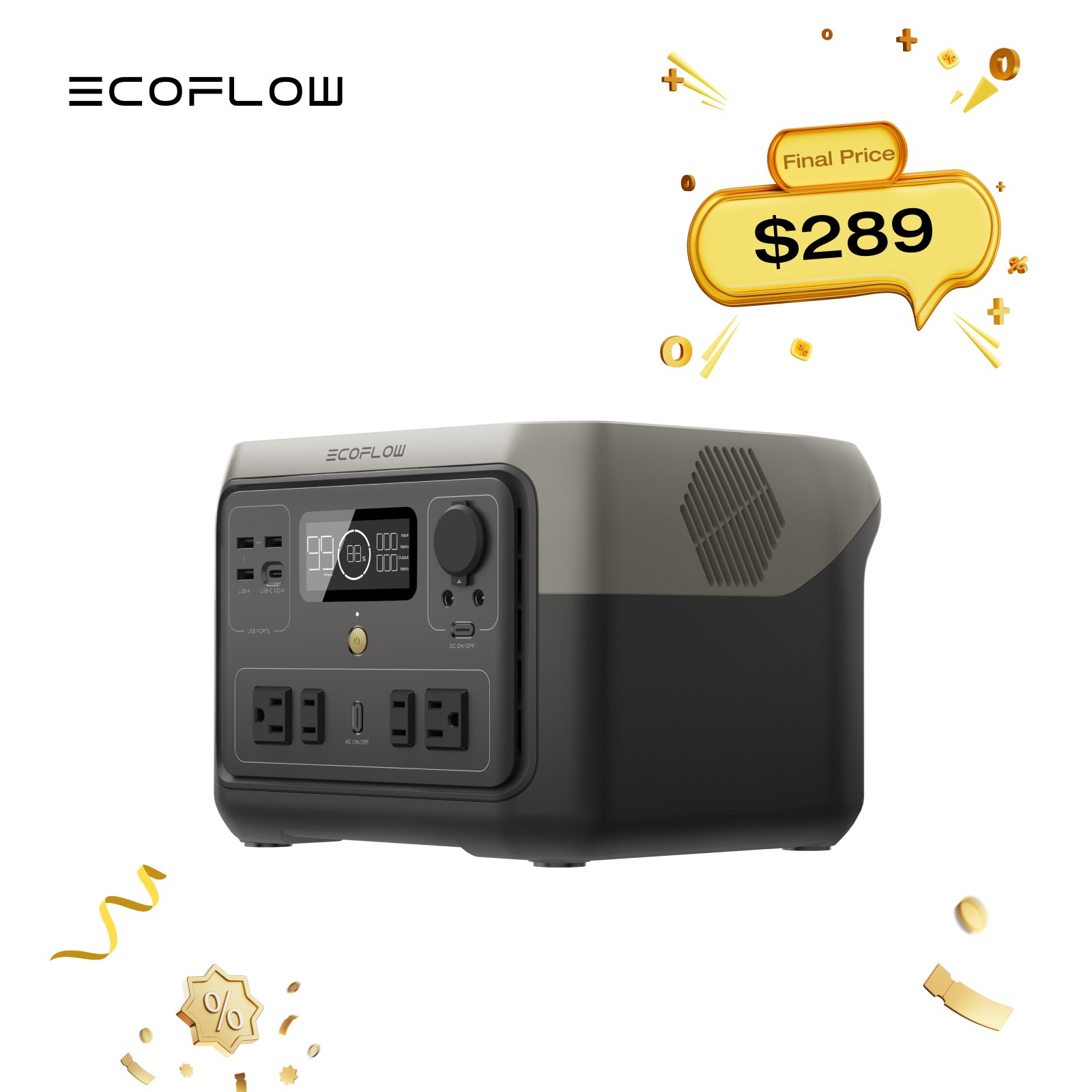 EcoFlow 499Wh Portable Power Station RIVER 2 Max 500 Solar Generator for Outdoor