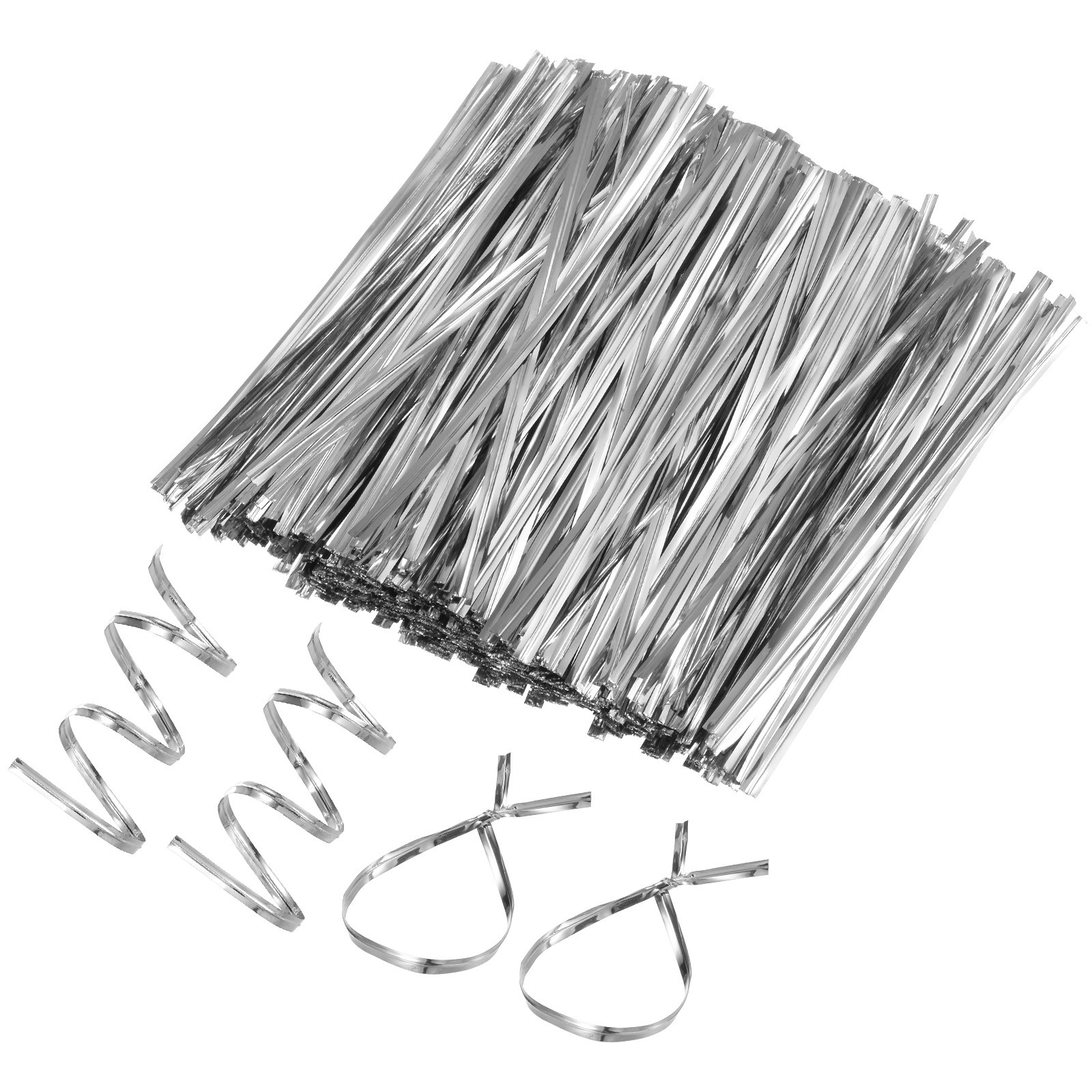 800Pack Metal Twist Ties, 12cm Metallic Twists Tie Bags Twisty-Ties Silver