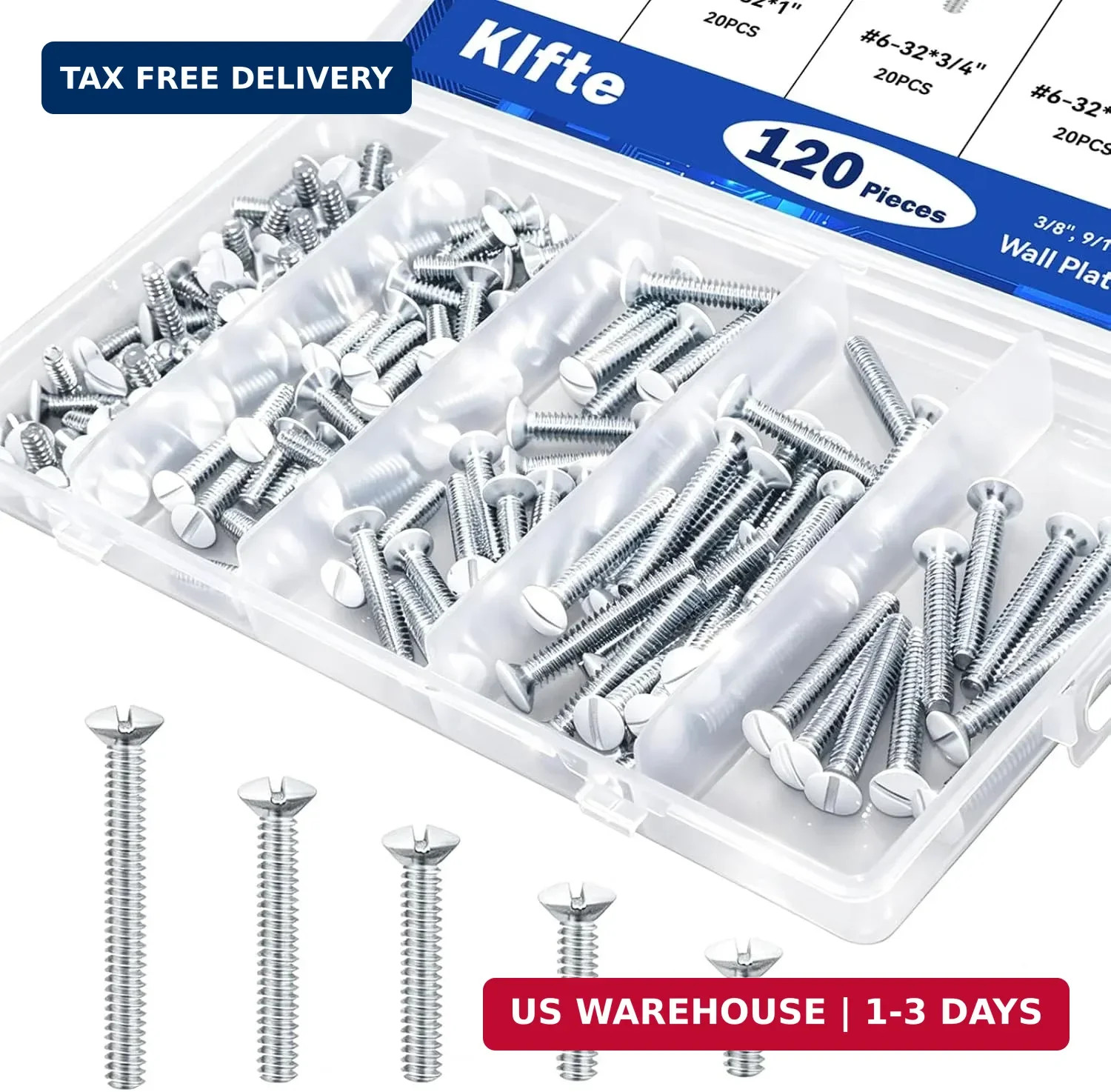 120 pcs Wall Plate Screws, White Outlet Screws 6-32 Thread Light Electrical Cove