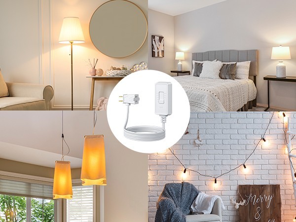 DEWENWILS 6.6 ft Plug Dimmer Switch For Dimmable LED/CFL Lights Full Range Slide