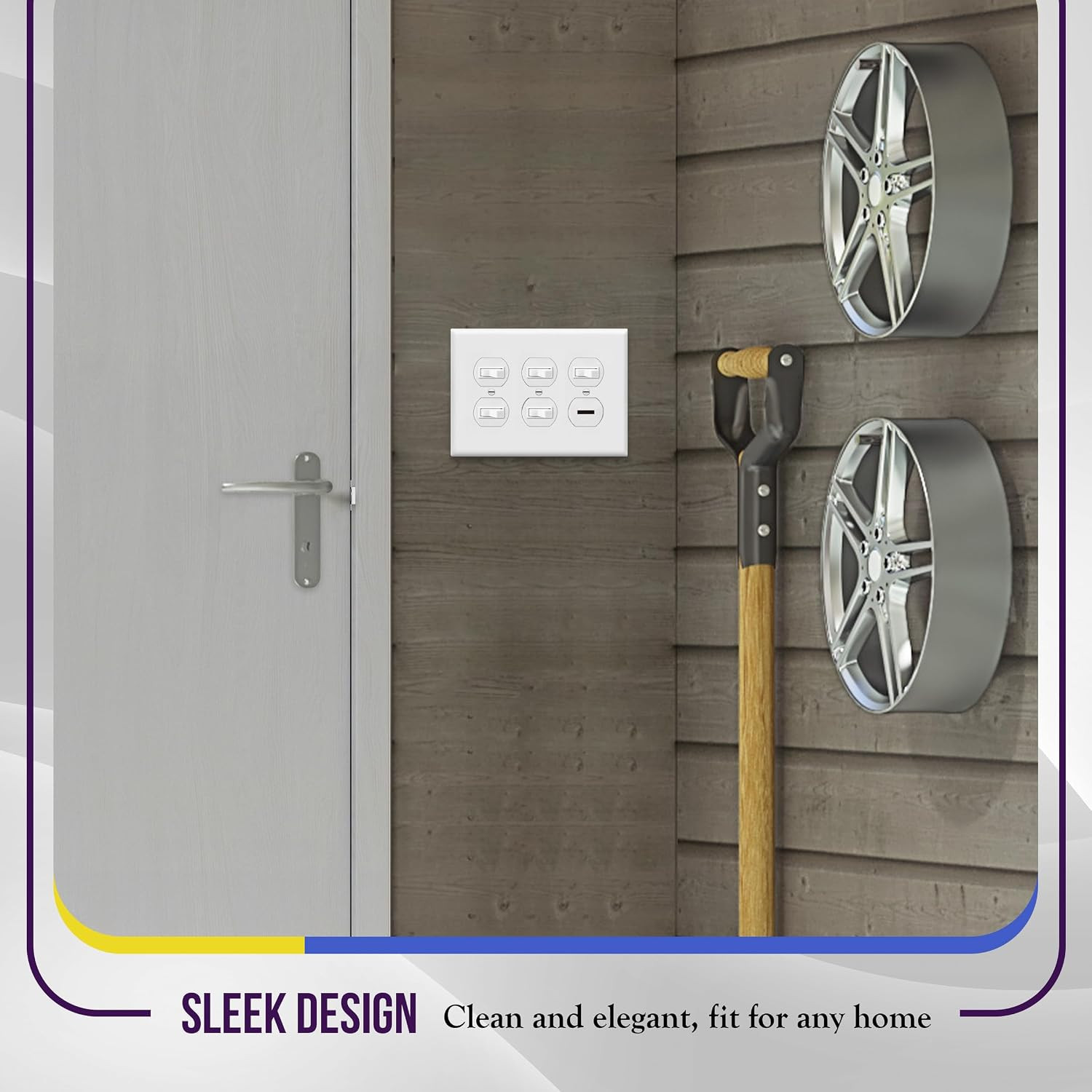 ENERLITES Duplex Receptacle Outlet Wall Plate, Gloss Finish, Midway Size 3-Gang