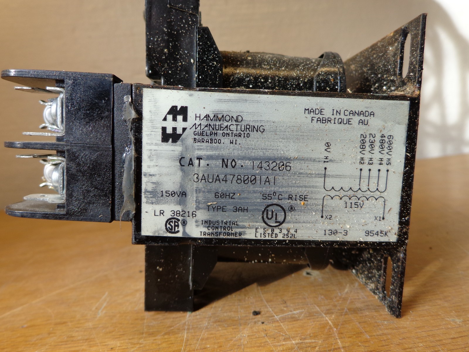 Hammond BUNDLE MFG CAT NO 143206 3AUA478001A1 Control Transformer