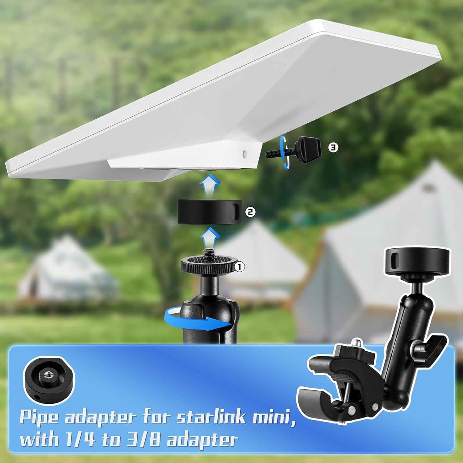 Soporte de sujeción y adaptador de tubo 2 en 1 para Starlink Mini (2024–2026), d