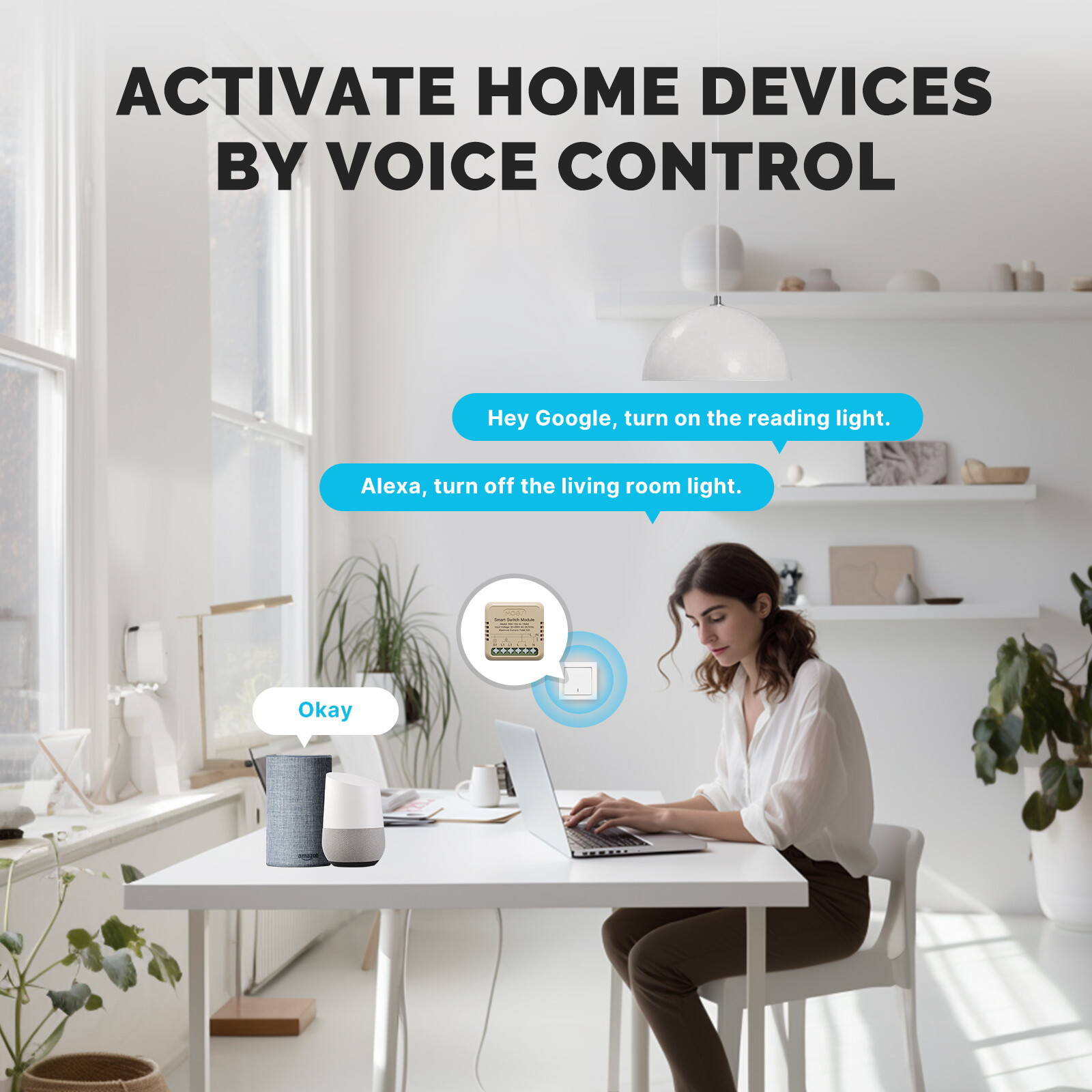 MOES WiFi Mini Smart Switch Module 16A Energy Monitoring 3-Way Alexa Google APP