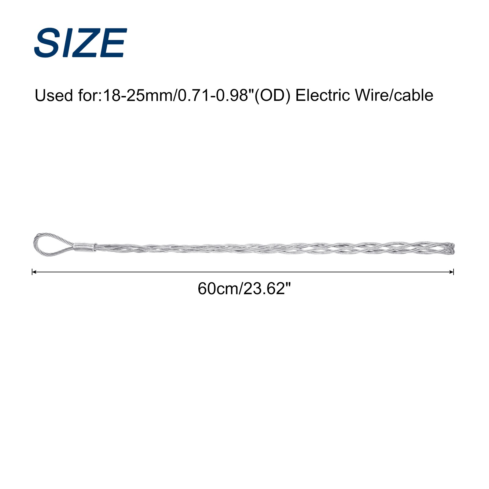18-25mm Cable Pulling Socks Grip 0.6 m Stainless Wire Mesh Puller Socks Grip