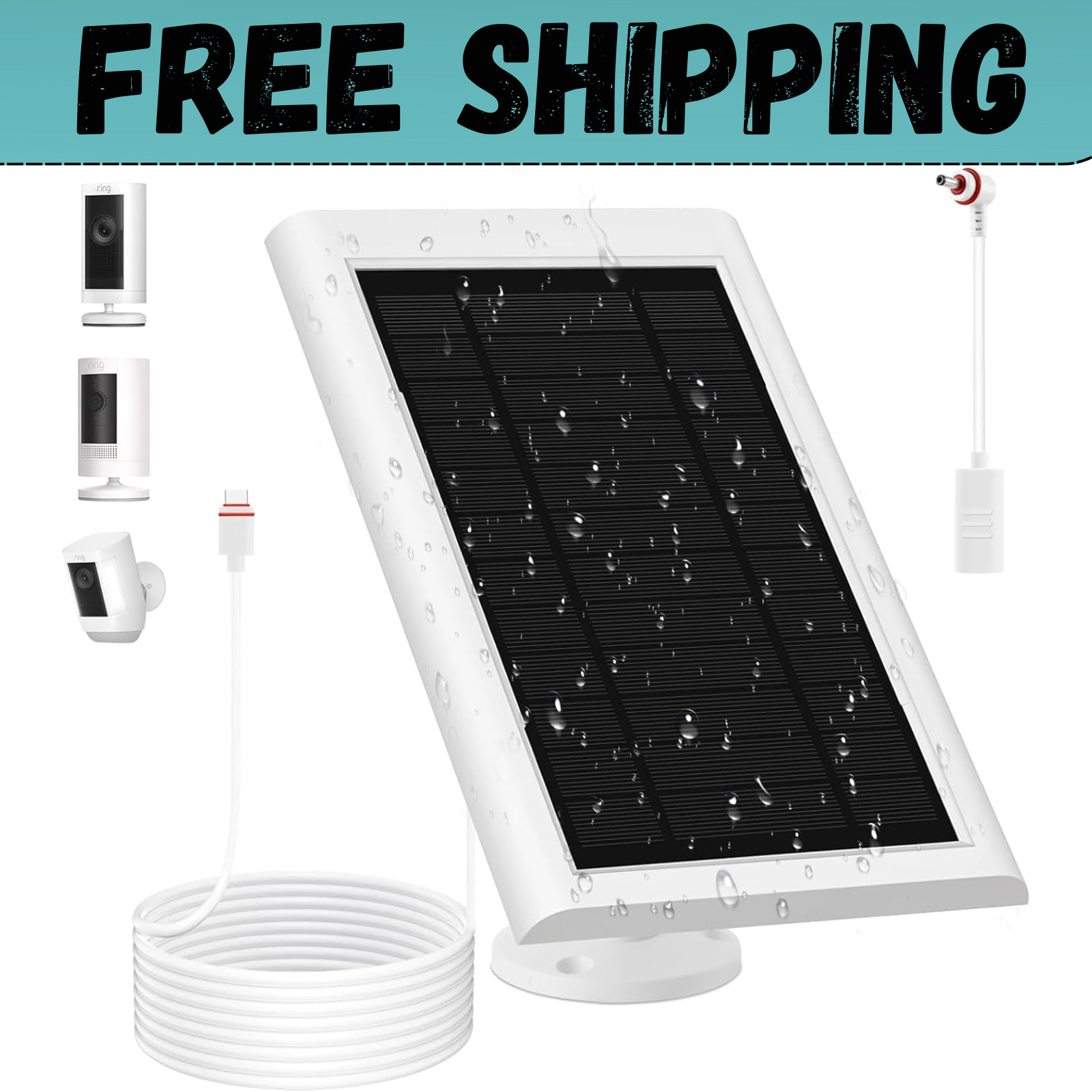 Solar Panel for Ring Camera(2nd Generation) Dustproof Waterproof 5W Solar Panel