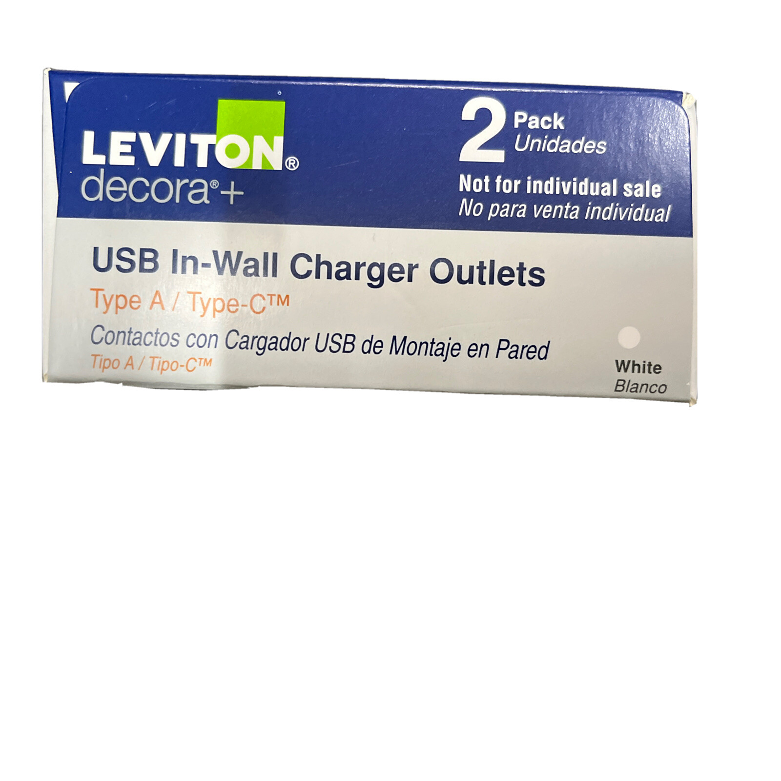 Leviton Decora Type C & A USB T5633-BW Charging WHITE TAMPER RESISTANT OUTLET