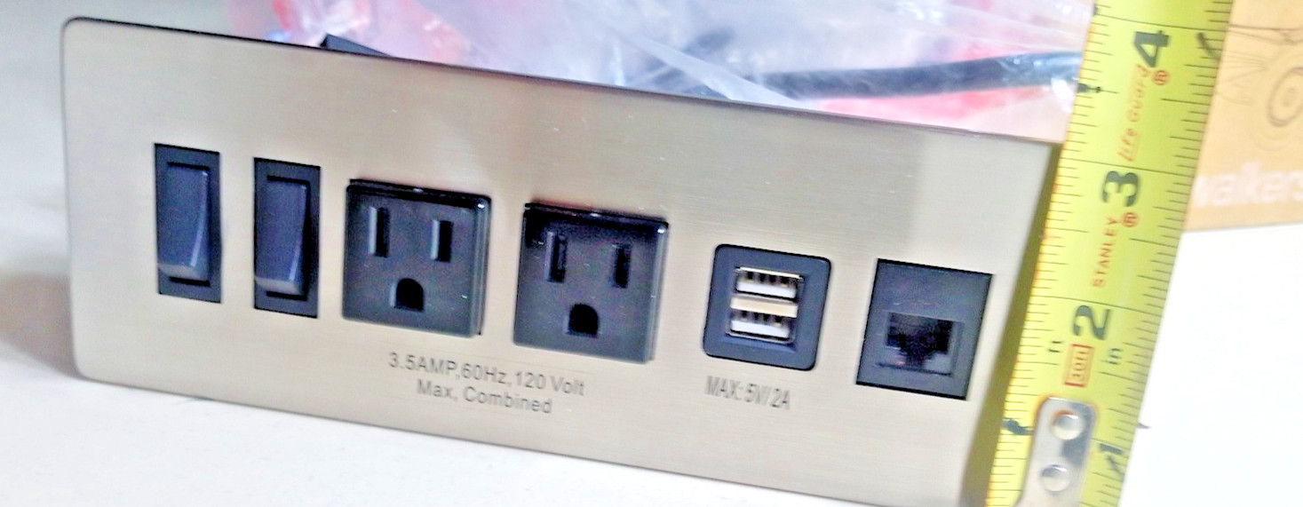 DIY custom made Power Distribution strip 120V 2 Outlet 2 USB 2 toggle 1 ethernet