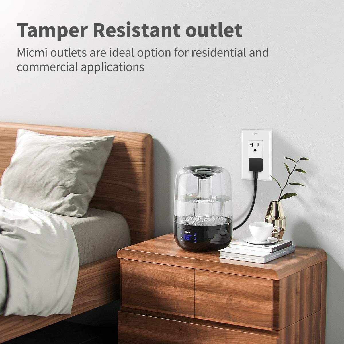 Outlet Socket, Decora Duplex Receptacle, 20 Amp 125 Volt Tamper Resistant 10pack