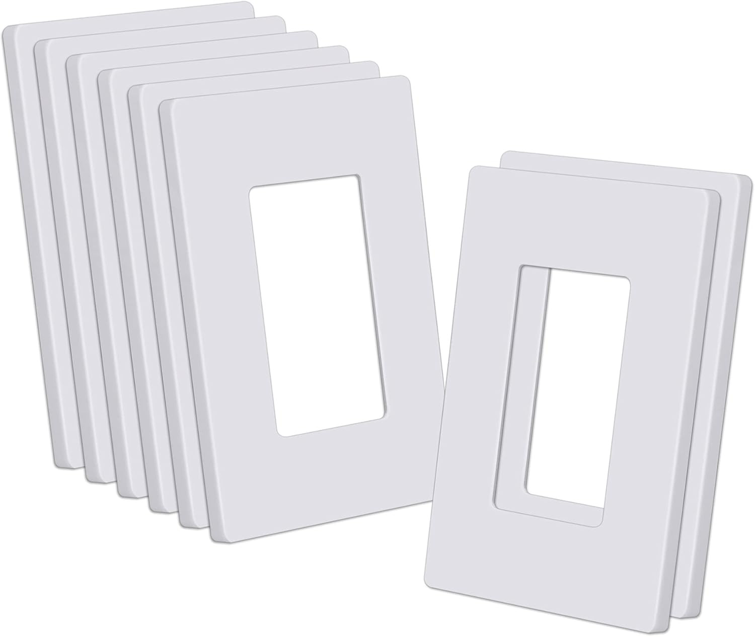 CML Decorator Screwless Wall Plate, 1-Gang Receptacle Outlet Cover, 8 Pack Hidde