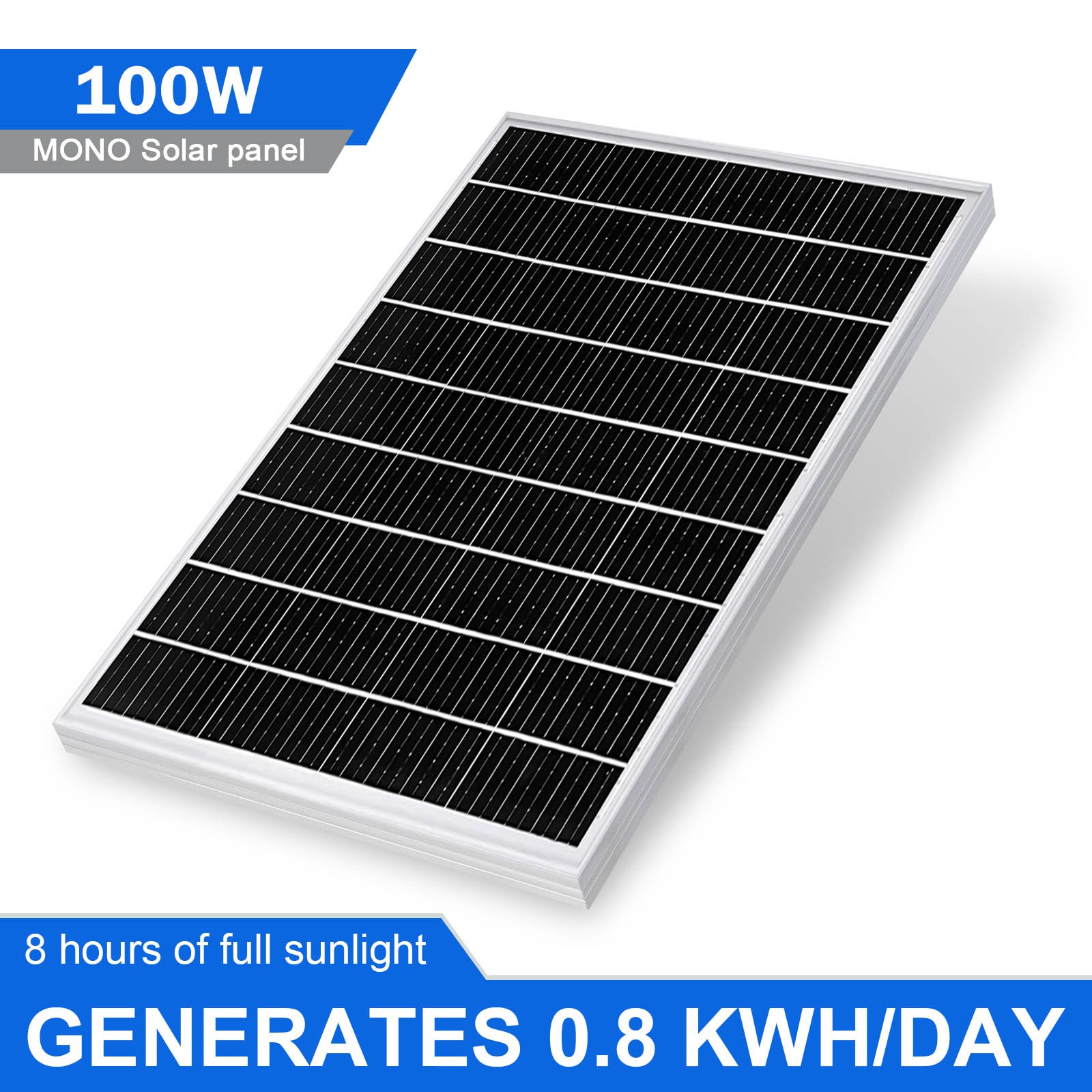 100 Watt 12V High-Efficiency Mono Solar Panel PV Module for RV Marine Rooftop