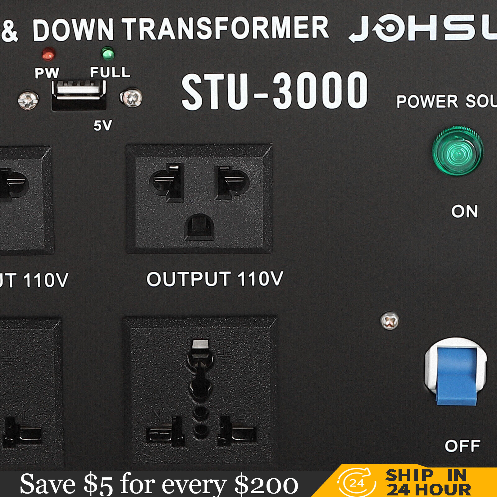 3000 Watt Voltage Converter Power Transformer Step Up/Down 110V- 220V Heavy Duty