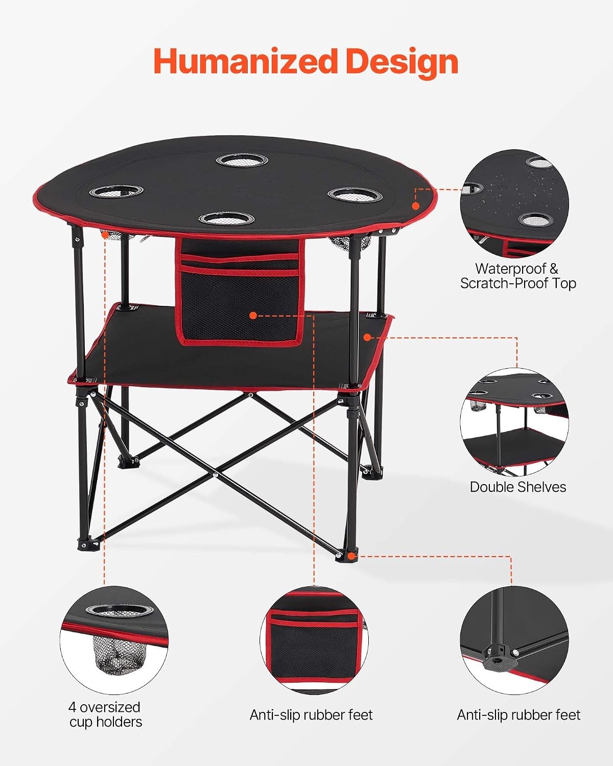 VEVOR Folding Camping Table, Portable Outdoor Lightweight Picnic Table, 600D…