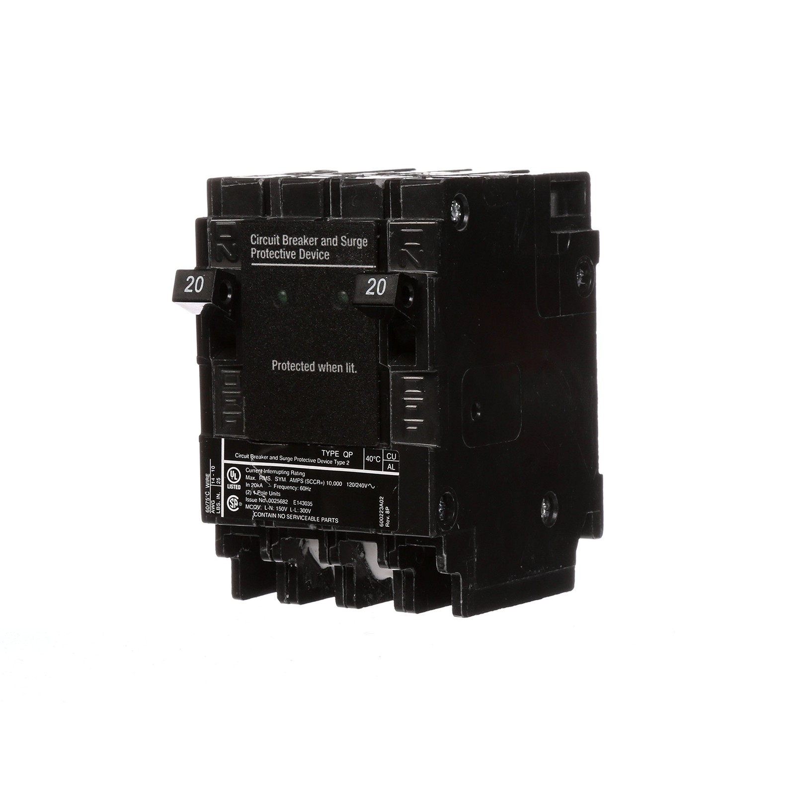 QSA2020SPD Whole House Surge Protection with Two 20-Amp 20 Amp