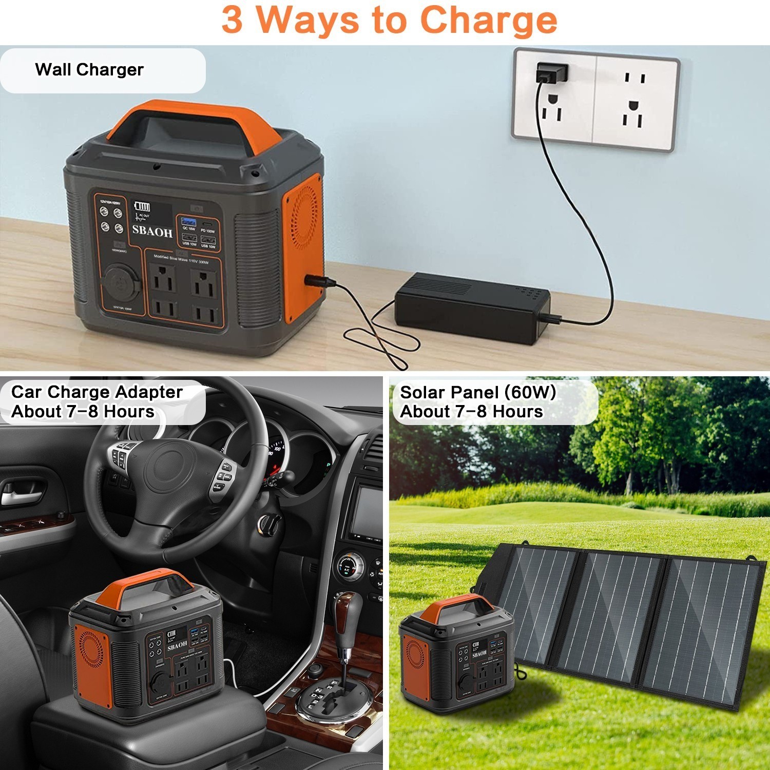 300W Portable Solar Power Generator Station Battery Charger Bank Camping