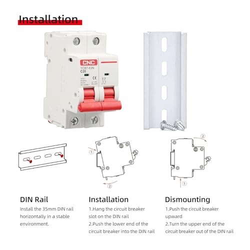 CNC AC Miniature Circuit Breaker, 50 Amp 400V 2 Pole DIN Rail Mount Circuit 50A