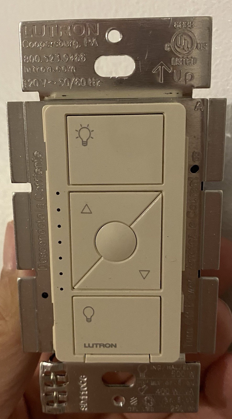 Lutron Caséta Wireless ELV+ Dimmer Wall Switch PD-5NE-LA Light Almond 120V LED