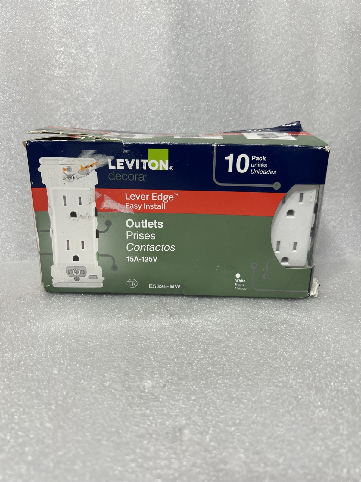 9 PACK- Leviton Lever Edge 15 Amp Tamper-Resistant Duplex Wall Outlet, Missing 1