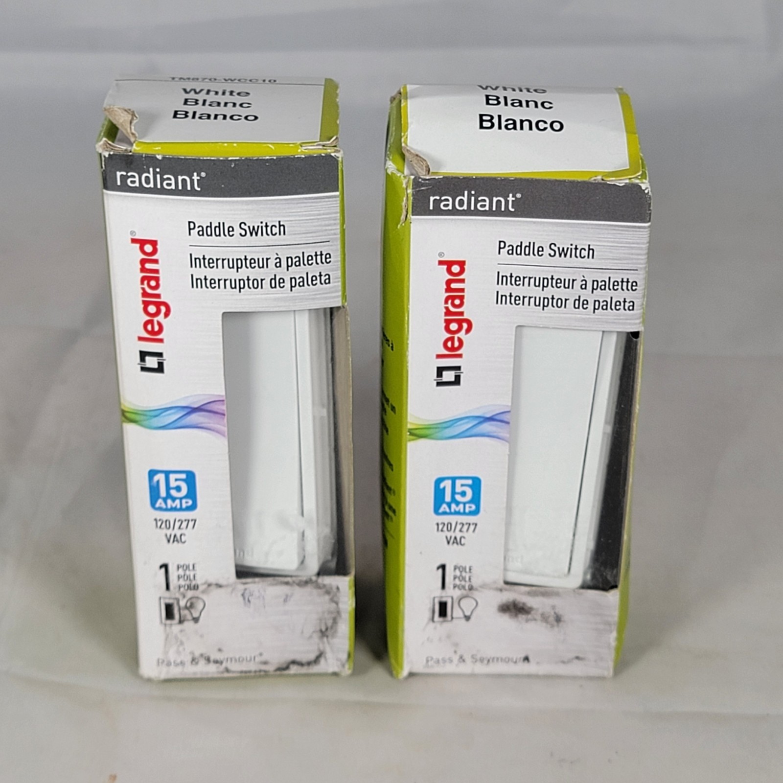 Legrand Radiant 15A 120V Paddle Light Switch Single Pole White NEW (Lot of 2)