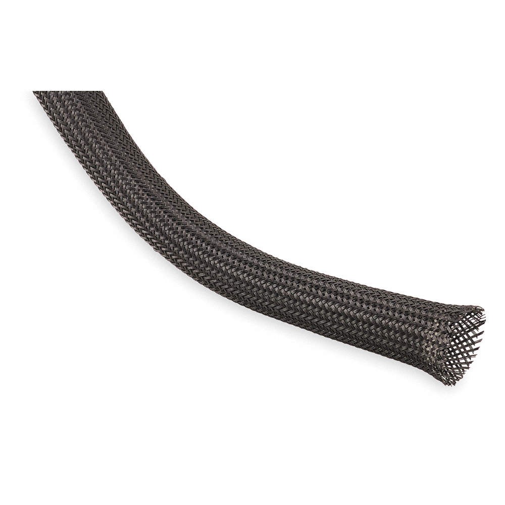 TECHFLEX CCP1.00BK250 Braided Sleeving,1.000 In.,250 ft.,Black 2RLP4