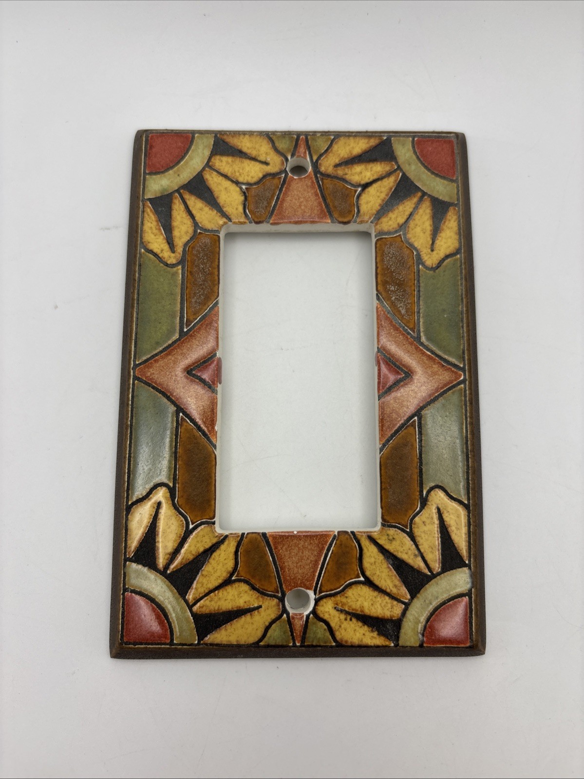 All Fired Up! Canada Ceramic Dimmer Switch Plate Single Floral Orange Green