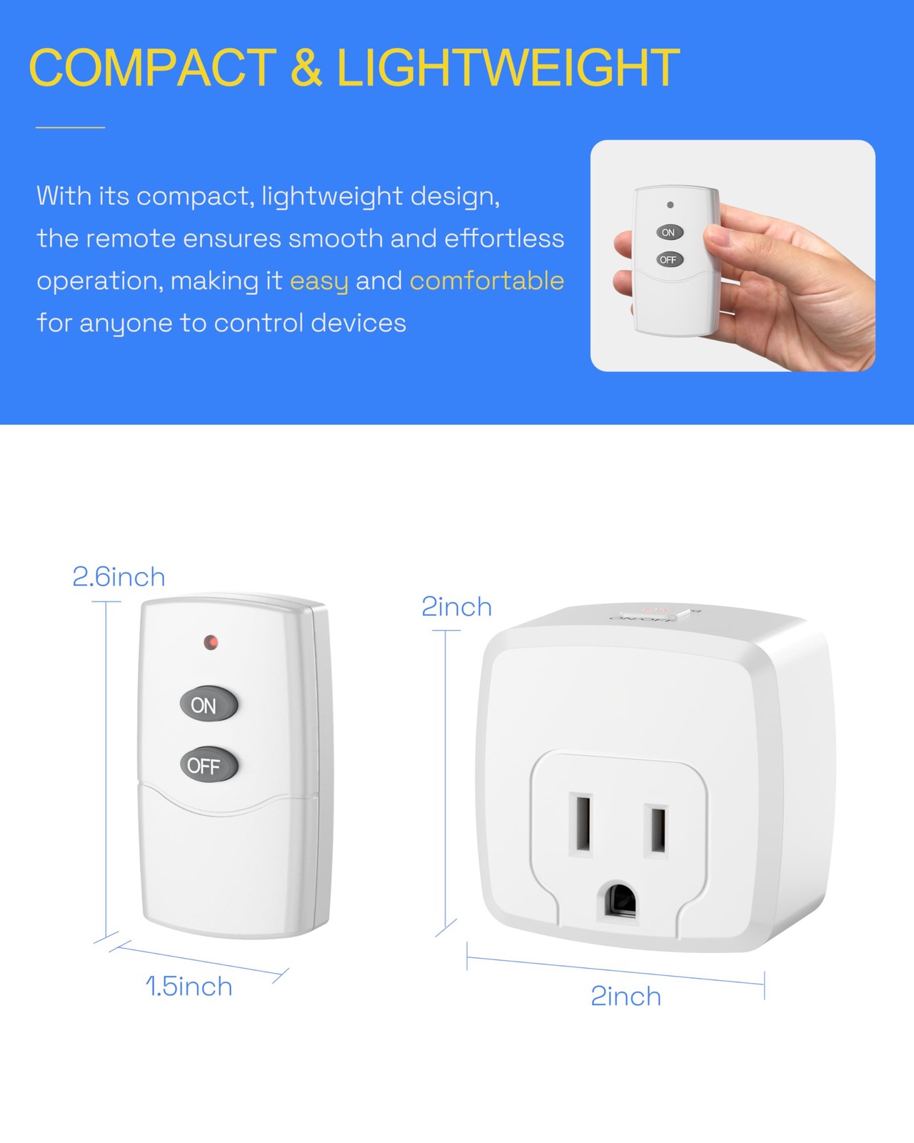 Remote Control Outlet Plug – Use Indoors or Outdoors in Covered/Dry Areas (No…