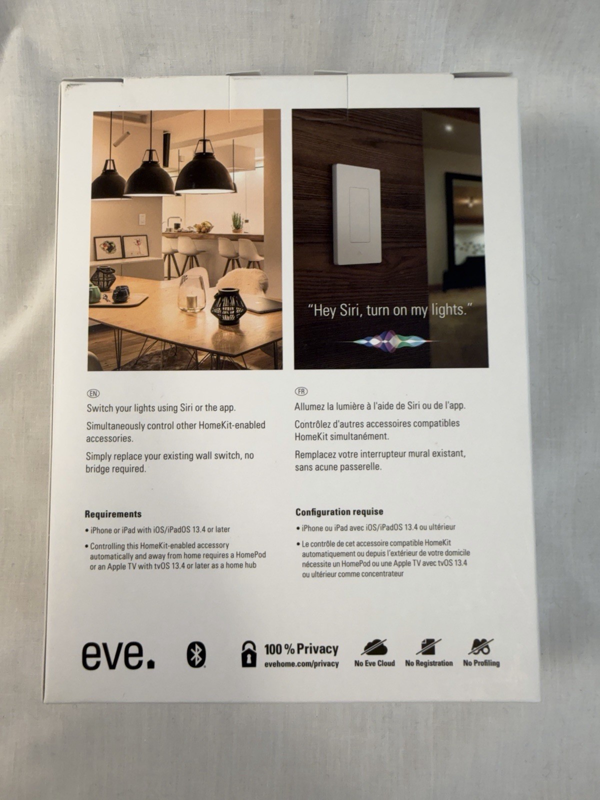 Eve Light Switch App-Controlled Wireless Decorator White Apple HomeKit 15A