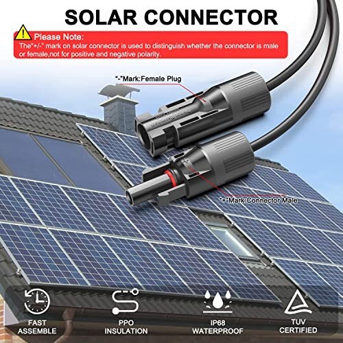 16.5ft Solar Adapter Extension Cable for 8mm DC Power Stations & Solar Panels